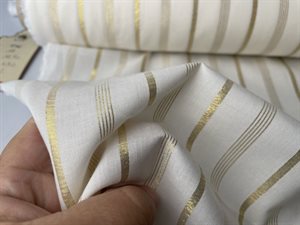 Bomuldspoplin - florlet, skønne guld striber 